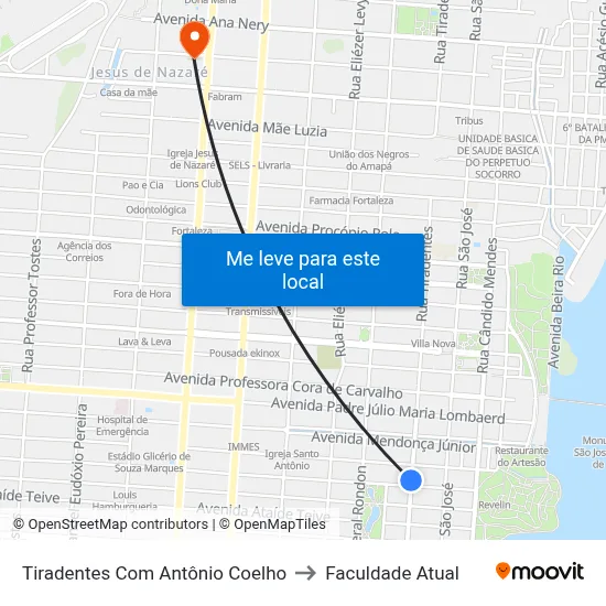 Tiradentes Com Antônio Coelho to Faculdade Atual map