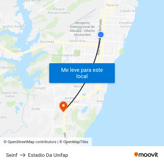 Seinf to Estadio Da Unifap map