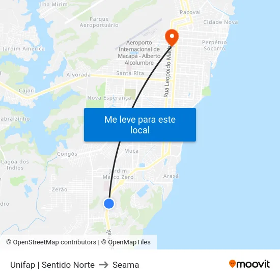 Unifap | Sentido Norte to Seama map