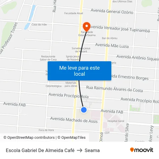 Escola Gabriel De Almeida Café to Seama map