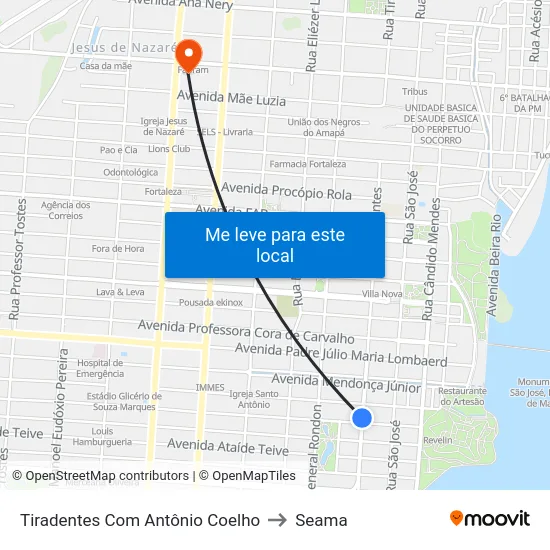 Tiradentes Com Antônio Coelho to Seama map