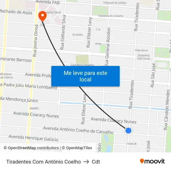 Tiradentes Com Antônio Coelho to Cdt map