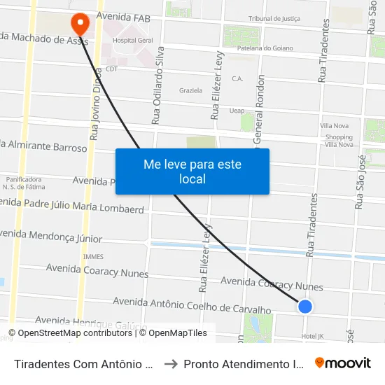 Tiradentes Com Antônio Coelho to Pronto Atendimento Infantil map