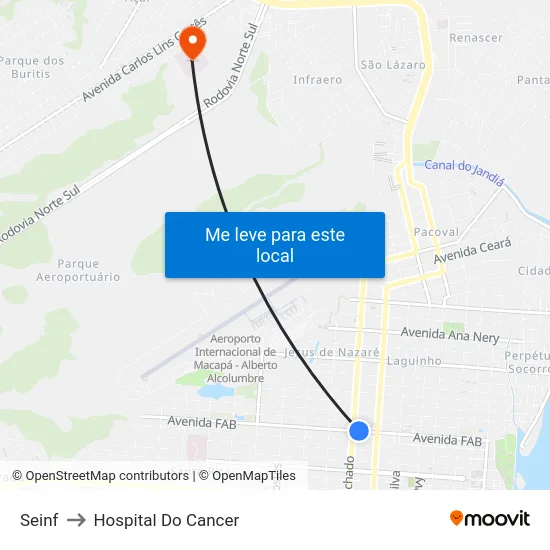 Seinf to Hospital Do Cancer map