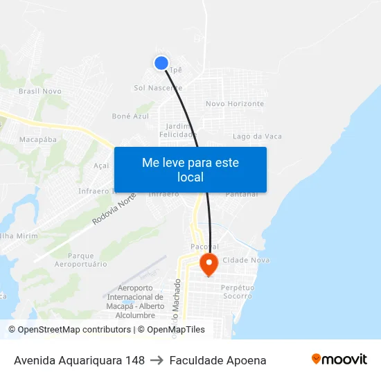 Avenida Aquariquara 148 to Faculdade Apoena map