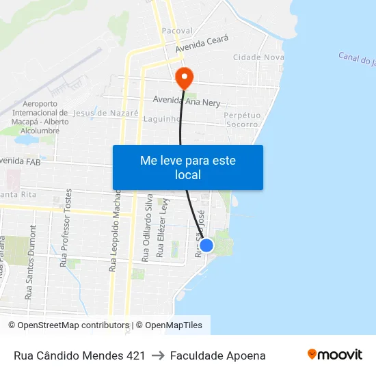Rua Cândido Mendes 421 to Faculdade Apoena map
