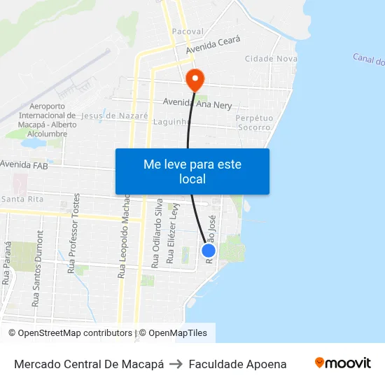 Mercado Central De Macapá to Faculdade Apoena map
