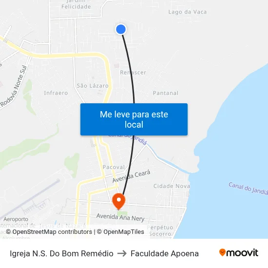 Igreja N.S. Do Bom Remédio to Faculdade Apoena map