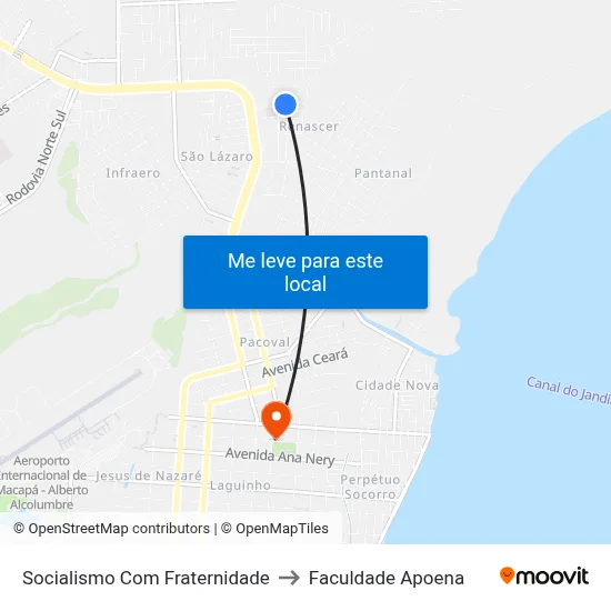 Socialismo Com Fraternidade to Faculdade Apoena map