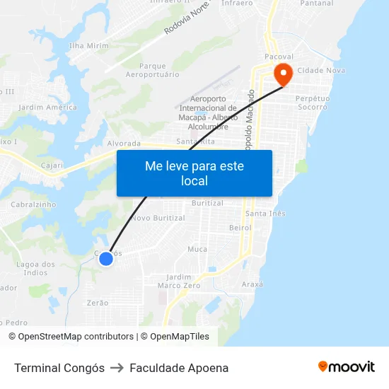 Terminal Congós to Faculdade Apoena map