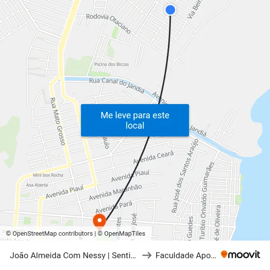 João Almeida Com Nessy | Sentido Sul to Faculdade Apoena map
