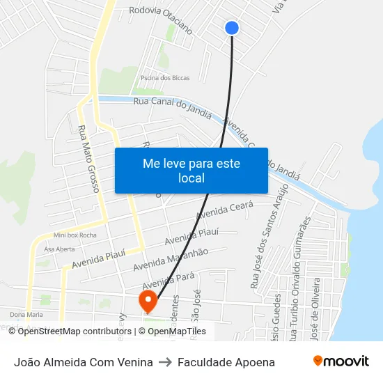João Almeida Com Venina to Faculdade Apoena map