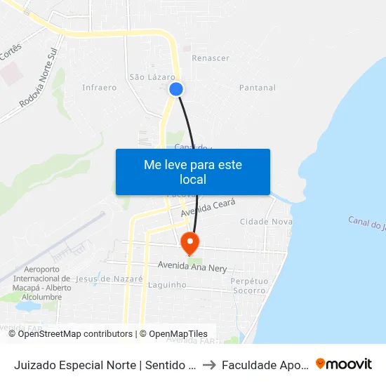Juizado Especial Norte | Sentido Norte to Faculdade Apoena map