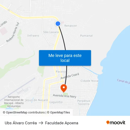 Ubs Álvaro Corrêa to Faculdade Apoena map