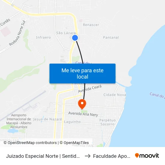 Juizado Especial Norte | Sentido Sul to Faculdade Apoena map