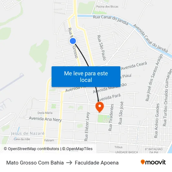 Mato Grosso Com Bahia to Faculdade Apoena map