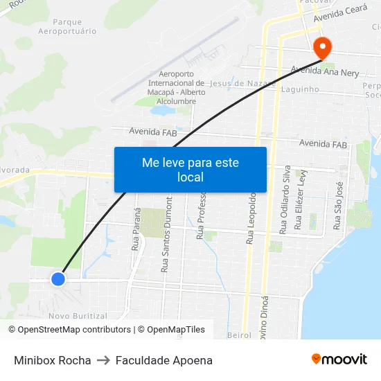 Minibox Rocha to Faculdade Apoena map