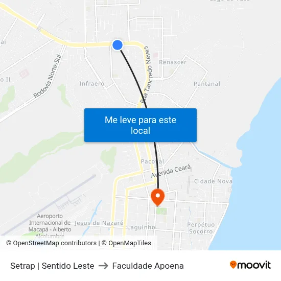 Setrap | Sentido Leste to Faculdade Apoena map