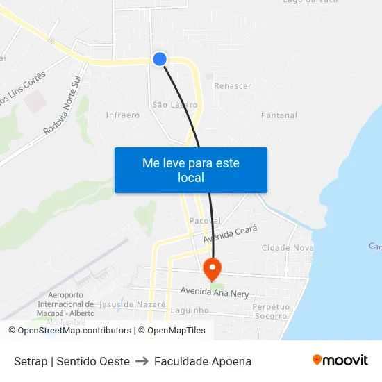 Setrap | Sentido Oeste to Faculdade Apoena map