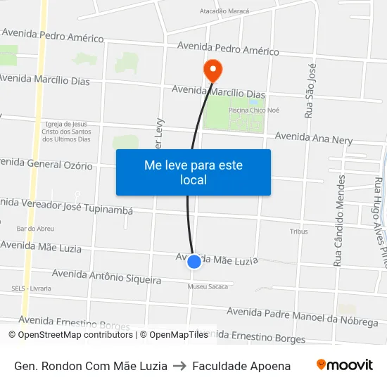 Gen. Rondon Com Mãe Luzia to Faculdade Apoena map