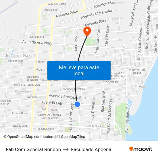 Fab Com General Rondon to Faculdade Apoena map