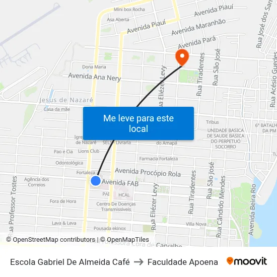 Escola Gabriel De Almeida Café to Faculdade Apoena map