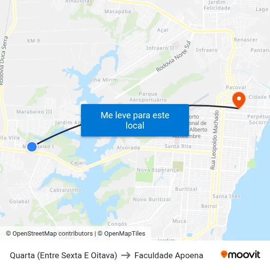 Quarta (Entre Sexta E Oitava) to Faculdade Apoena map