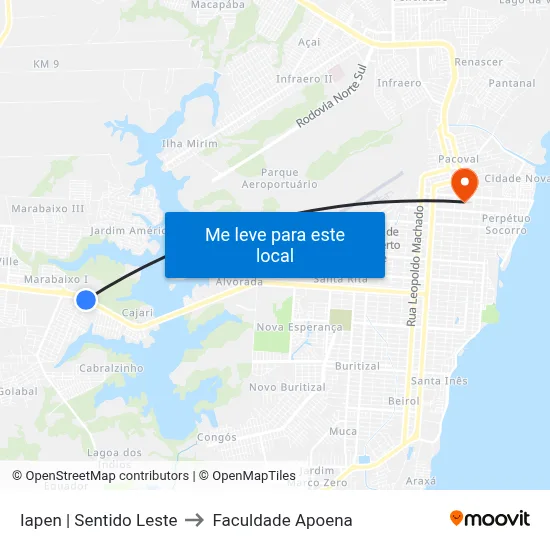 Iapen | Sentido Leste to Faculdade Apoena map