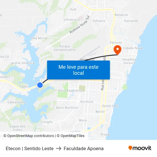 Etecon | Sentido Leste to Faculdade Apoena map