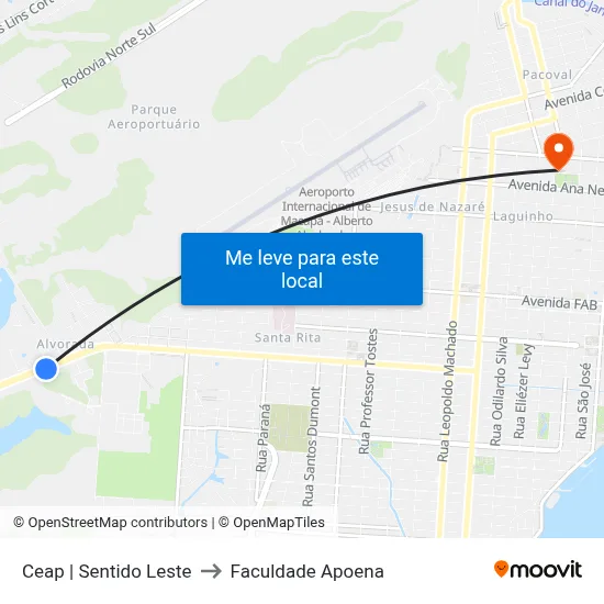 Ceap | Sentido Leste to Faculdade Apoena map