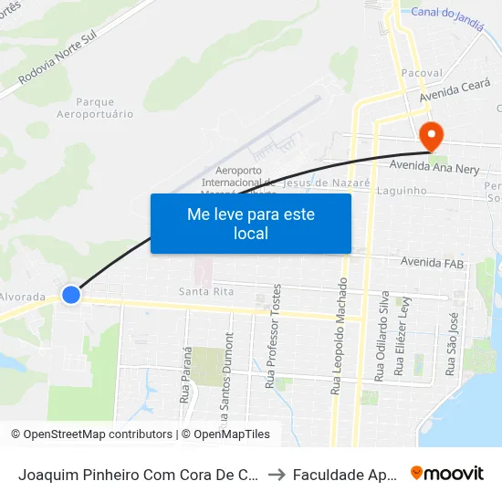 Joaquim Pinheiro Com Cora De Carvalho to Faculdade Apoena map