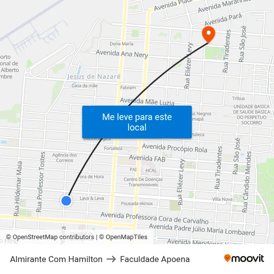 Almirante Com Hamilton to Faculdade Apoena map