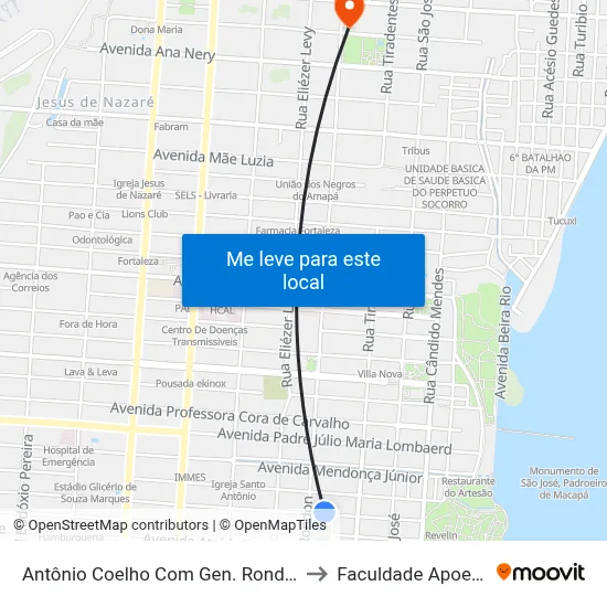 Antônio Coelho Com Gen. Rondon to Faculdade Apoena map