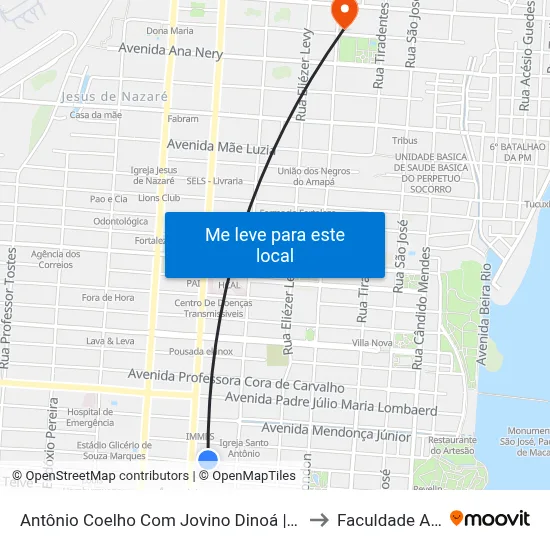 Antônio Coelho Com Jovino Dinoá | Sentido Oeste to Faculdade Apoena map