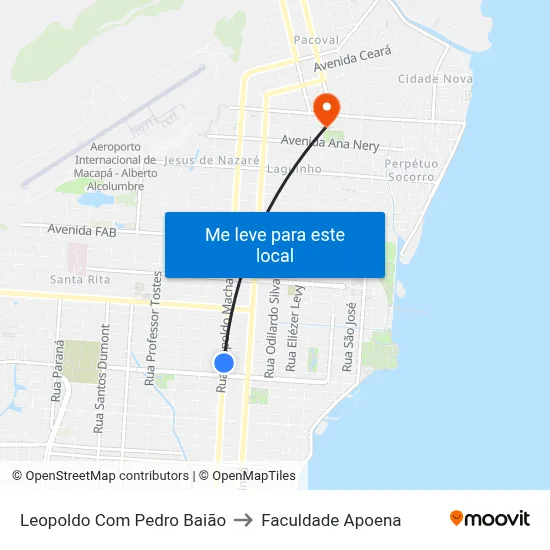 Leopoldo Com Pedro Baião to Faculdade Apoena map