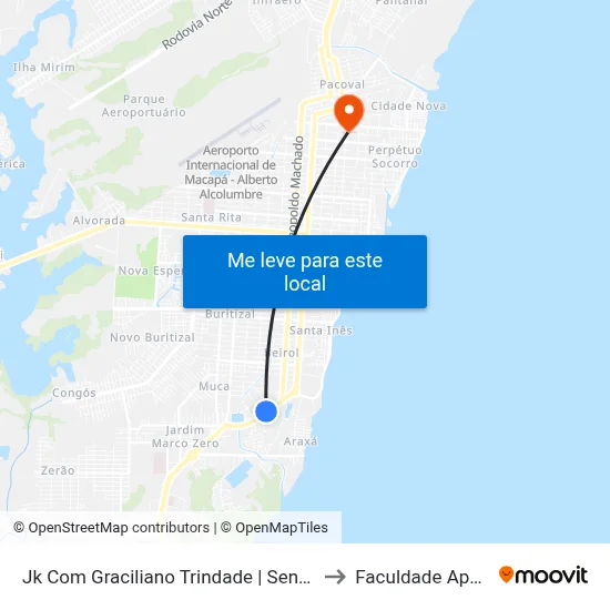 Jk Com Graciliano Trindade | Sentido Sul to Faculdade Apoena map