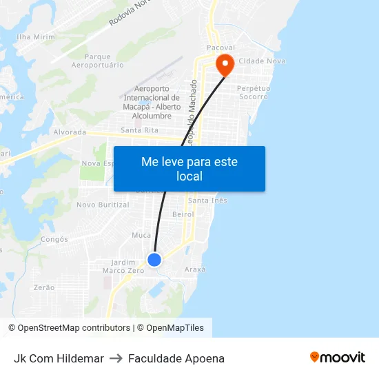 Jk Com Hildemar to Faculdade Apoena map