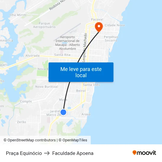 Praça Equinócio to Faculdade Apoena map