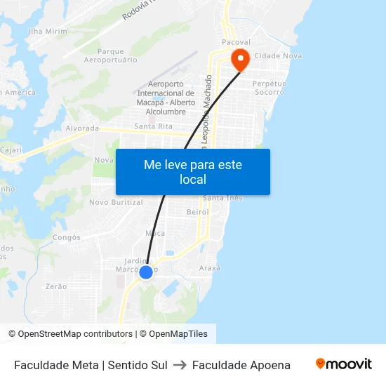Faculdade Meta | Sentido Sul to Faculdade Apoena map
