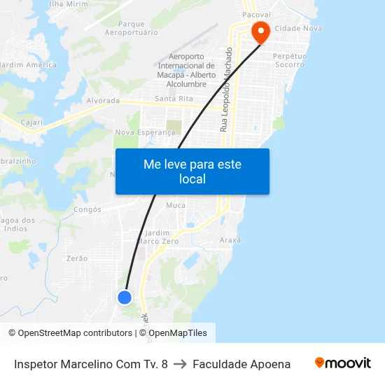 Inspetor Marcelino Com Tv. 8 to Faculdade Apoena map