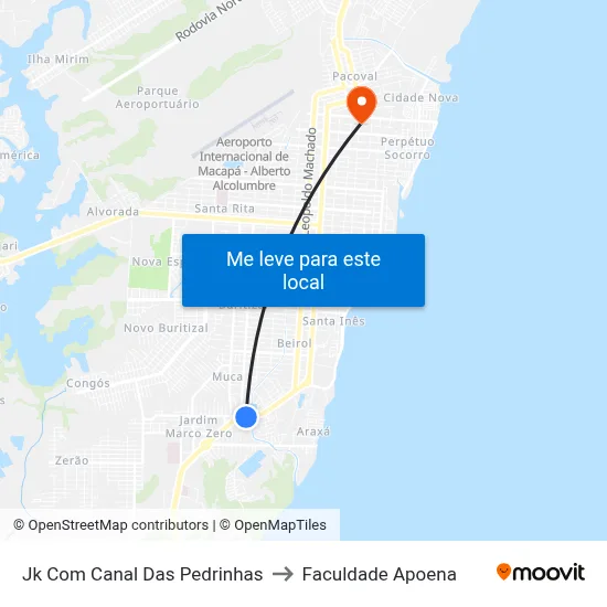 Jk Com Canal Das Pedrinhas to Faculdade Apoena map