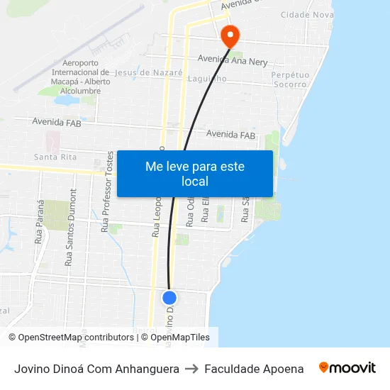Jovino Dinoá Com Anhanguera to Faculdade Apoena map