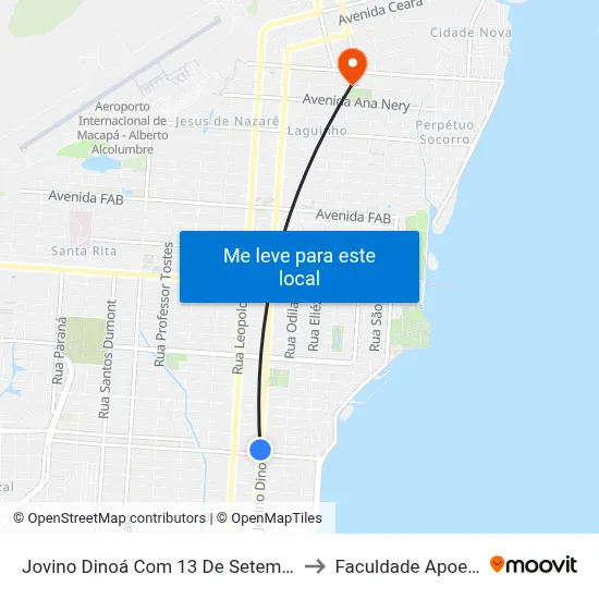 Jovino Dinoá Com 13 De Setembro to Faculdade Apoena map