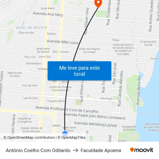 Antônio Coelho Com Odilardo to Faculdade Apoena map