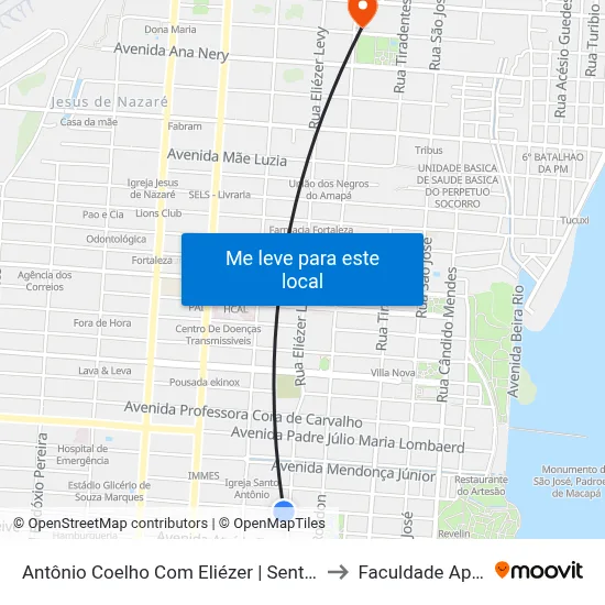 Antônio Coelho Com Eliézer | Sentido Leste to Faculdade Apoena map