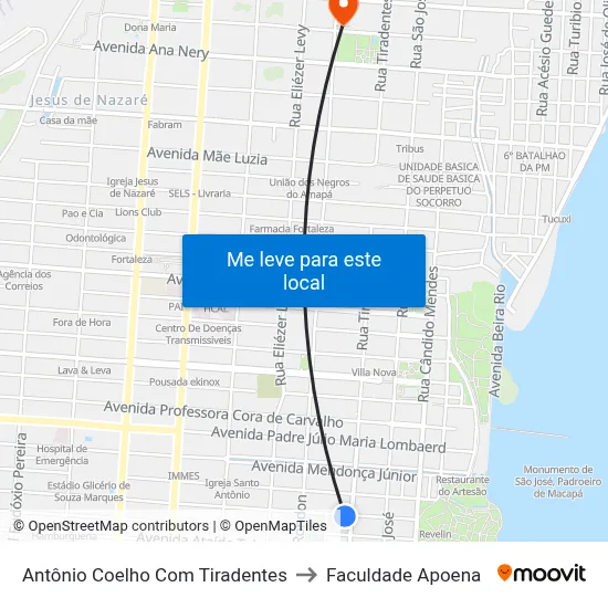 Antônio Coelho Com Tiradentes to Faculdade Apoena map