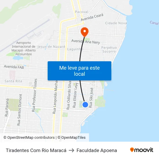 Tiradentes Com Rio Maracá to Faculdade Apoena map