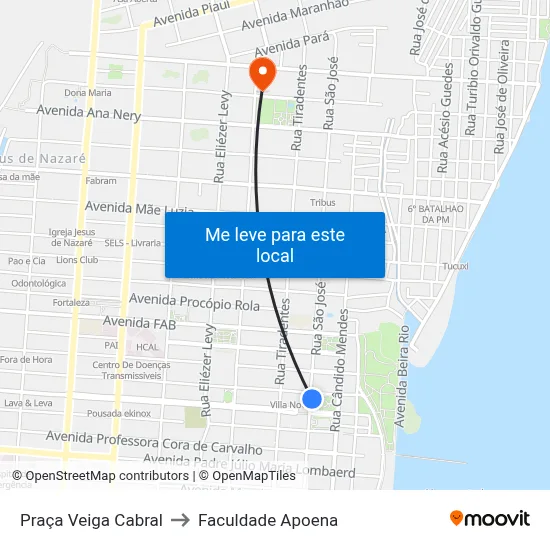 Praça Veiga Cabral to Faculdade Apoena map