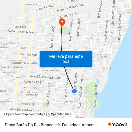 Praça Barão Do Rio Branco to Faculdade Apoena map