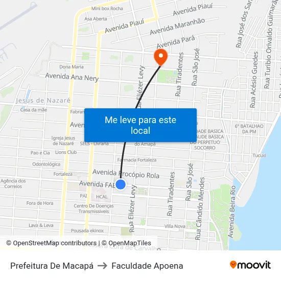 Prefeitura De Macapá to Faculdade Apoena map